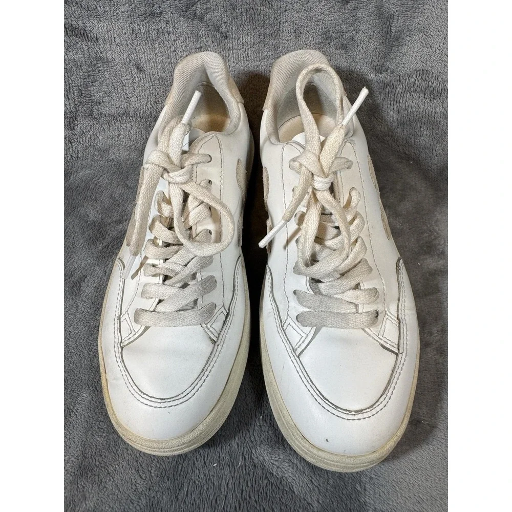 VEJA V-12 Shoes Womens Size 4 White Leather Logo Casual EU 35‎ Brazil Sneakers